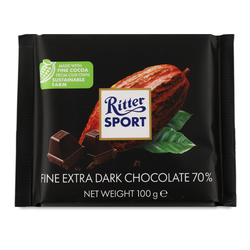Шоколад екстра чорний 70% 100г Ritter Sport