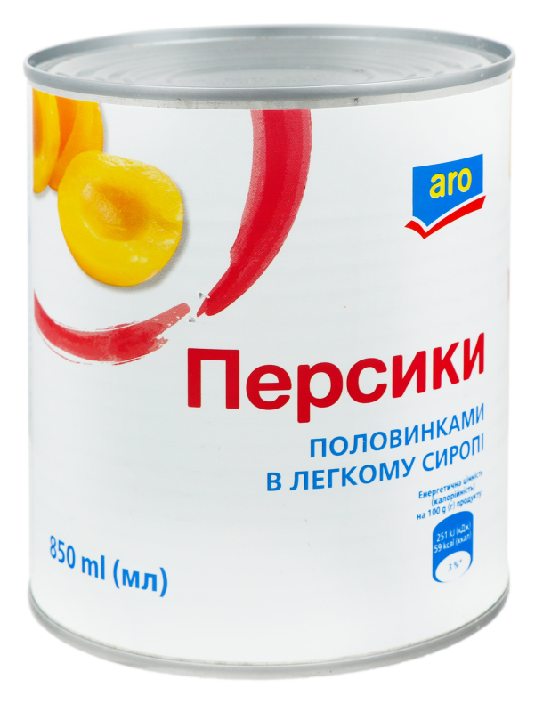 Персики половинками в легком сиропе Aro ж/б 850мл Aro(5201306123454 ...