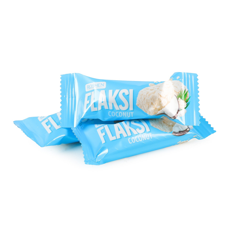 Цукерки з вафельними пластівцями Кокос Flaksi Roshen кг