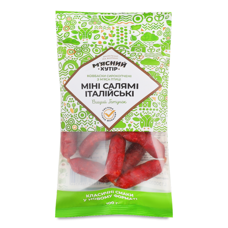Ковбаски Міні салямі Італійські с/к в/г 100г М’ясний хутір