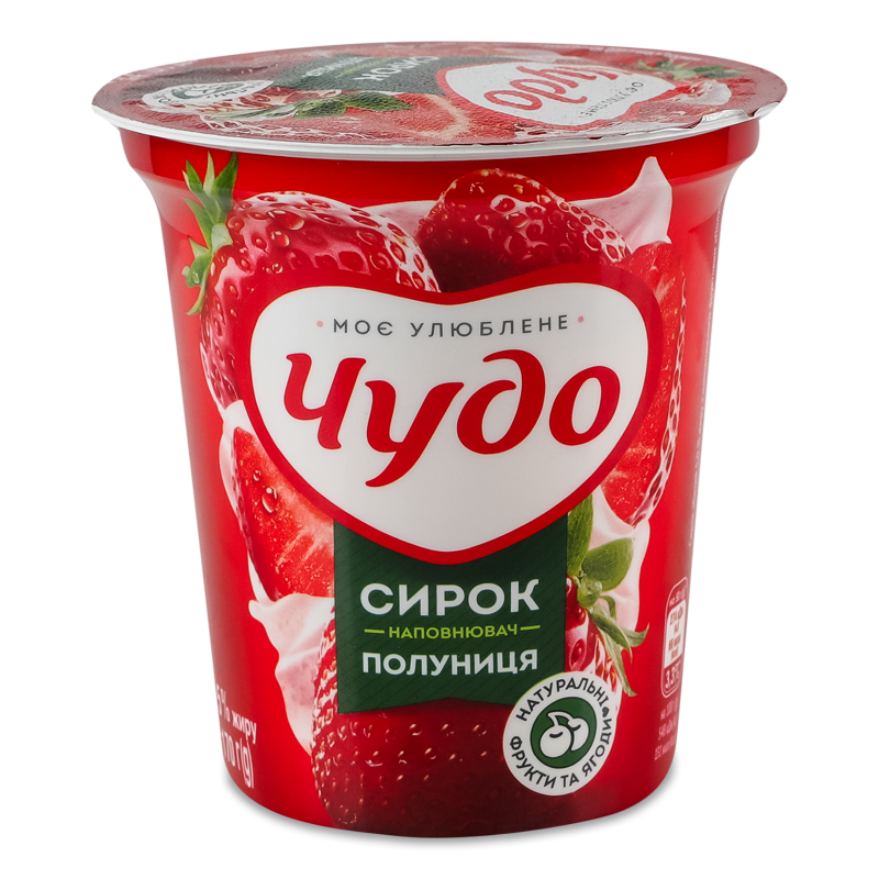 Сирок збитий з наповнювачем Полуниця 5% 170г стакан Чудо