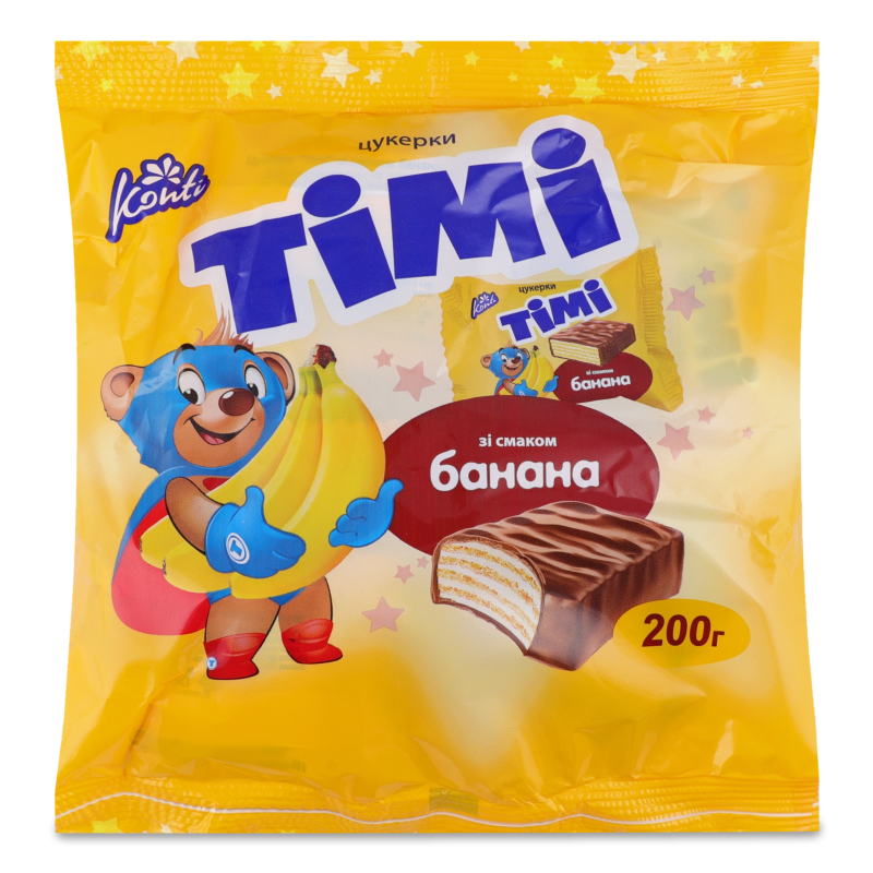 Цукерки Timi з смаком банана 200г м/у Konti