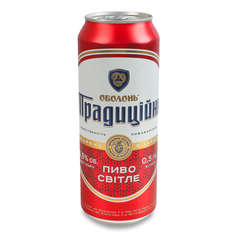 Пиво Традиційне світле 4,5% 0,5л ж/б Оболонь