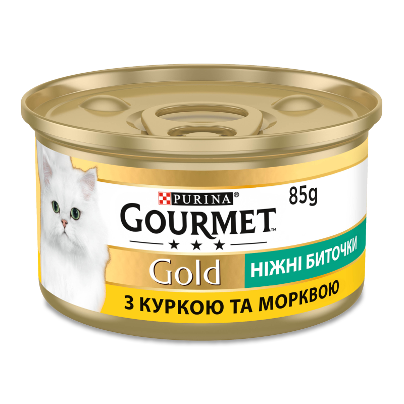 Корм д/дорослих котів Голд Ніжні биточки з куркою та морквою 85г ж/б Гурме