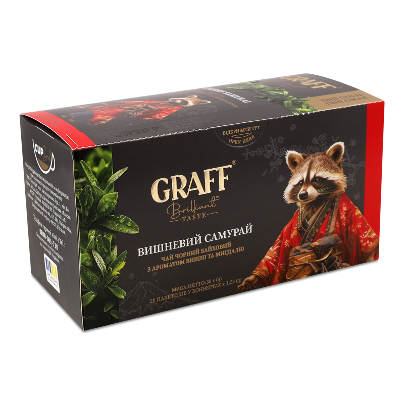 Чай Вишневий самурай чорний з ароматом вишні та мигдалю 20*1,5г Graff