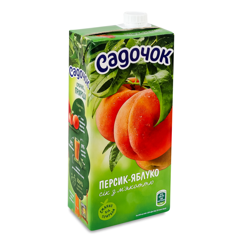 Сік персиково-яблучний з м’якоттю 0,95л т/п Садочок