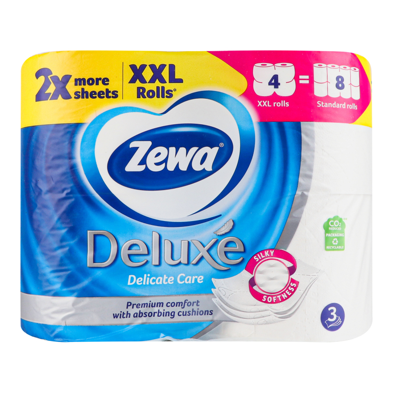 Бумага туалетная 3-х слойная Deluxe Delicate Care Zewa 4шт Zewa ...