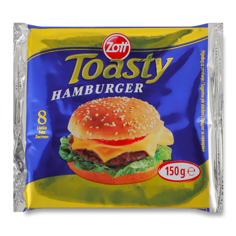 Сир плавлений Тост Гамбургер 22% скибочки 150г Zott