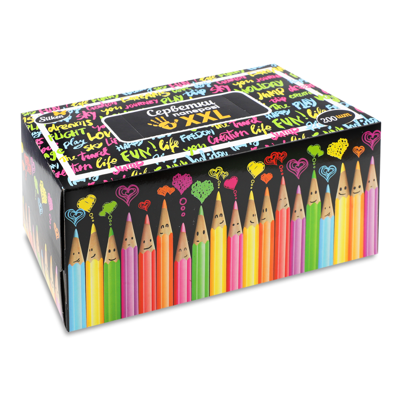 Серветки паперові XXL 2шари 200шт коробка Сілкен