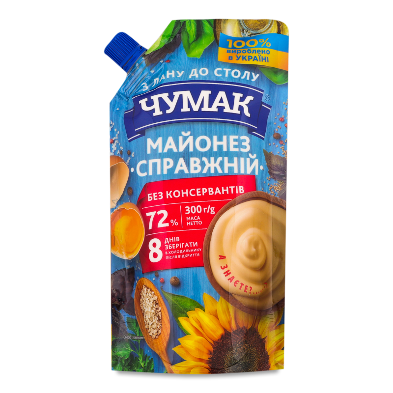 Майонез Справжній 72% 300г д/п Чумак