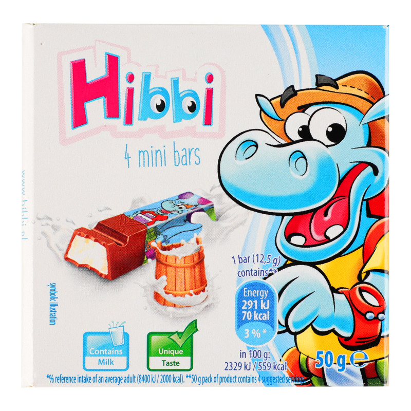 Шоколад молочний з молочною начинкою Hibbi к/у