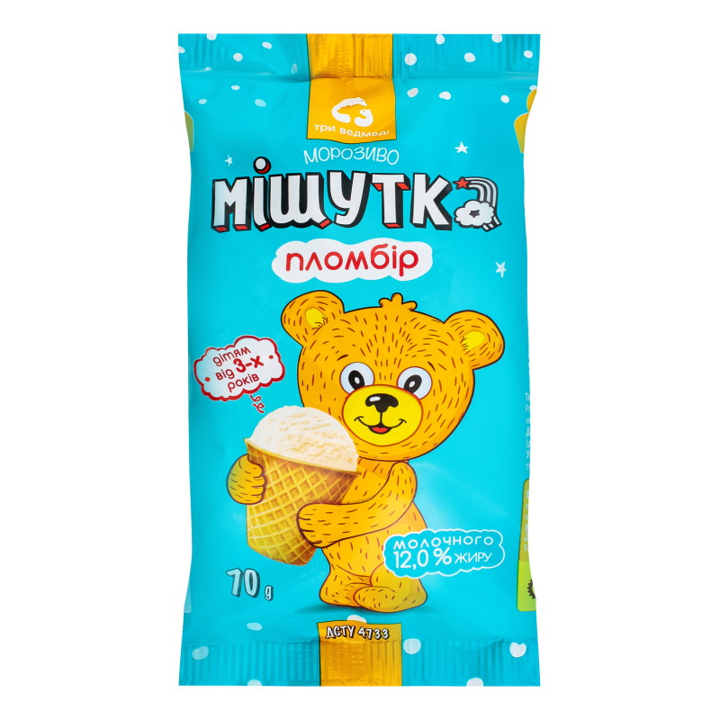 Морозиво 12% пломбір Мішутка м/у