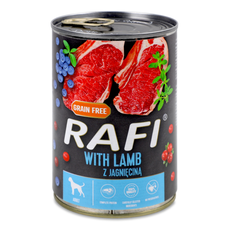 Корм д/собак з ягням 400г ж/б Рафі