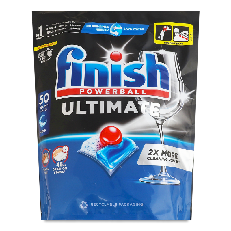 Капсули д/миття посуду в посудомийних машинах Ultimate All in 1 50шт зіп/пакет Finish