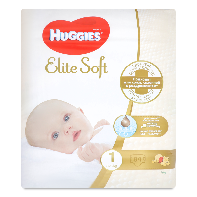 Підгузки Еліт Софт 1 3-5кг 84шт Хаггіс