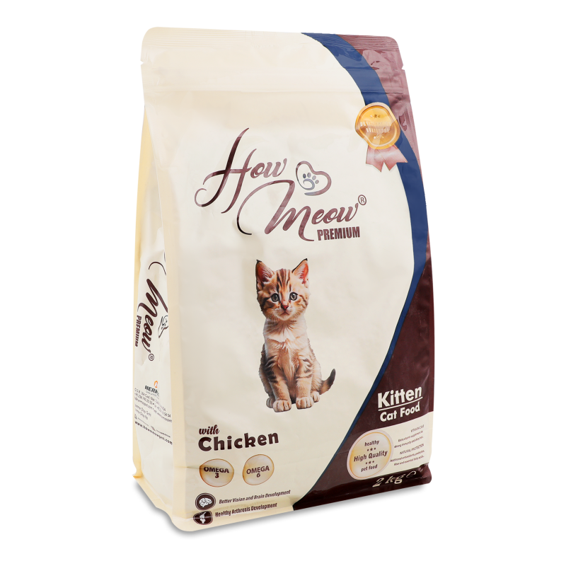 Корм д/кошенят з куркою сухий 2кг How Meow