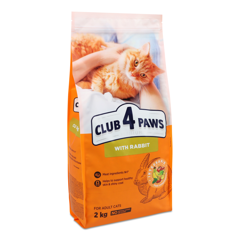 Корм д/дорослих котів Преміум з кроликом сухий 2кг Клуб 4 лапи