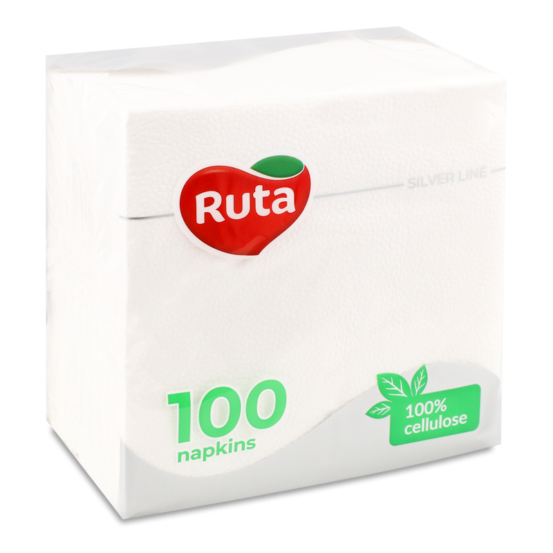 Серветки білі 330*330мм одношарові 100шт Ruta