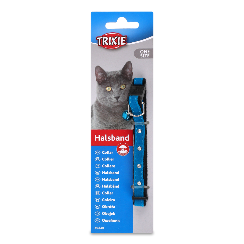 Нашийник д/котів вельвет з дзвіночком Тріксі