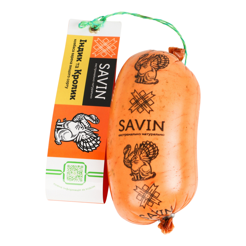 Ковбаса варена Індик та кролик Savin Product в/с кг