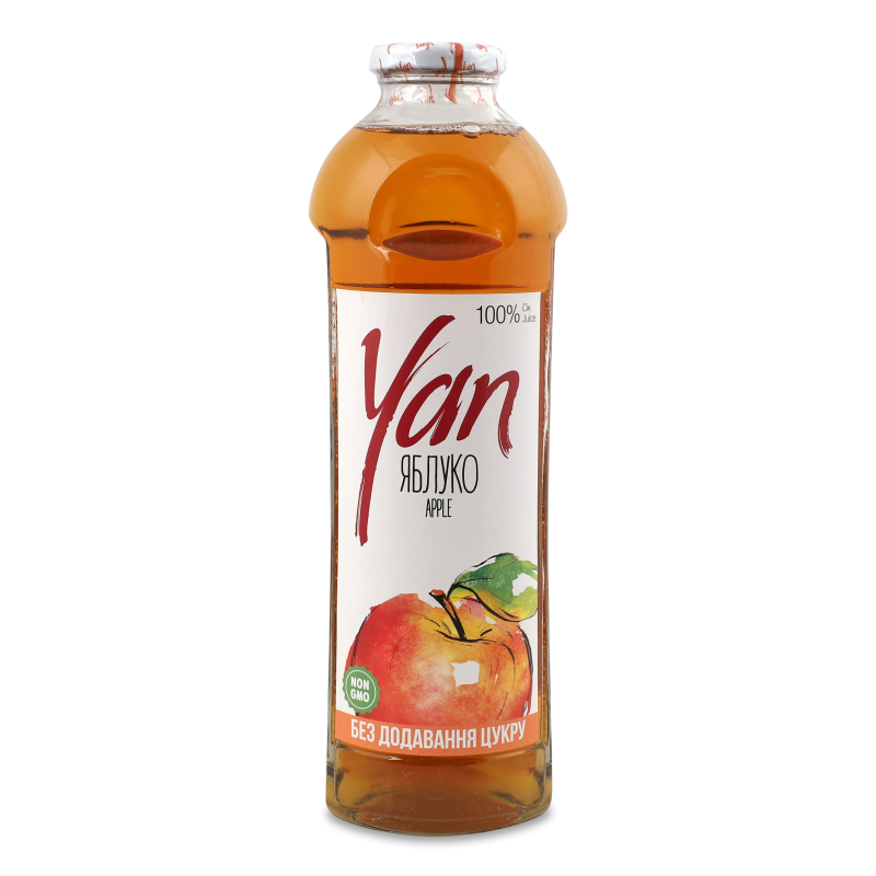 Сік яблучний без цукру 930мл скло Yan