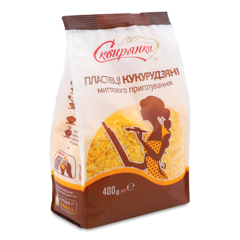 Пластівці миттєвого приготування кукурудзяні 400г Сквирянка