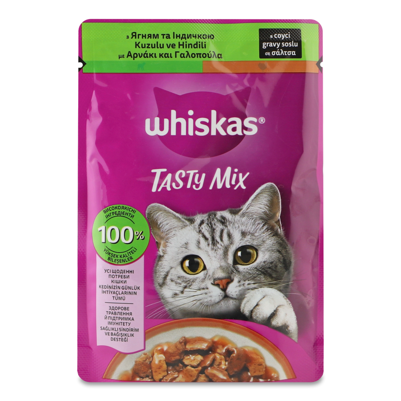 Корм д/дорослих котів TastyMix з ягням та індичкою в соусі 85г пауч Whiskas