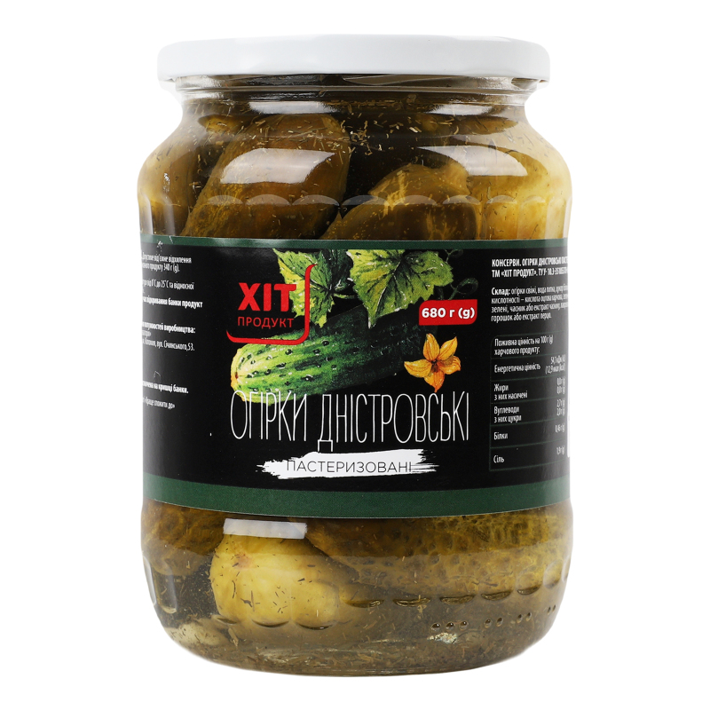 Огірки пастеризовані Дністровські Хіт продукт с/б