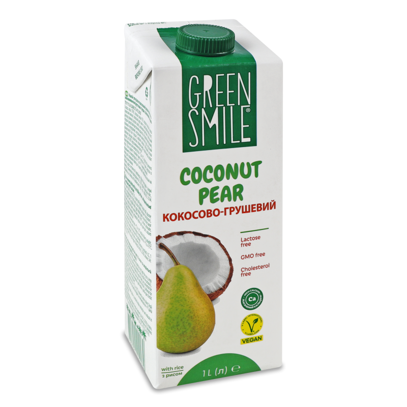 Напій рисово-кокосовий з наповнювачем Груша ультрапастеризований 1,5% 1л т/брік Green Smile
