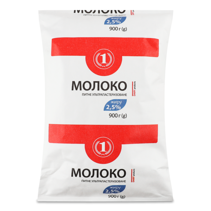 Молоко ультрапастеризоване 2,5% 900г т/фіно ТМ “1”