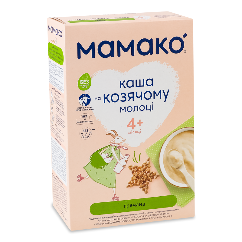 Каша на козячому молоці гречана від 4місяців 200г Мамако