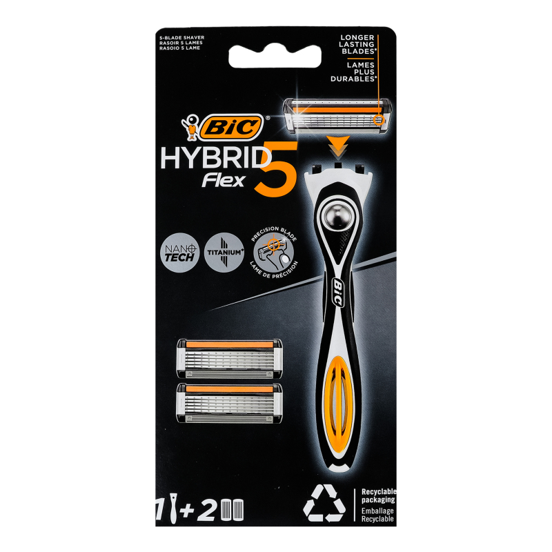 Бритва 5-лезвийная со сменными картриджами Hybrid Flex 5 BiC 1шт