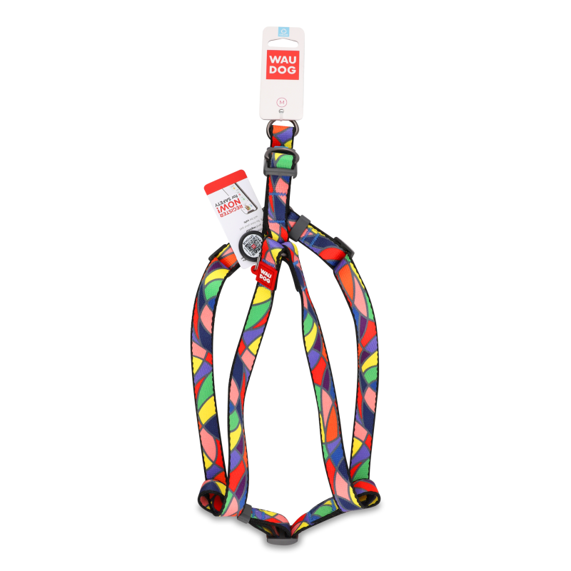 Шлея д/собак Вітраж з QR паспортом анатомічна пластиковий фастекс 20мм L50-80см 4606 ВауДог