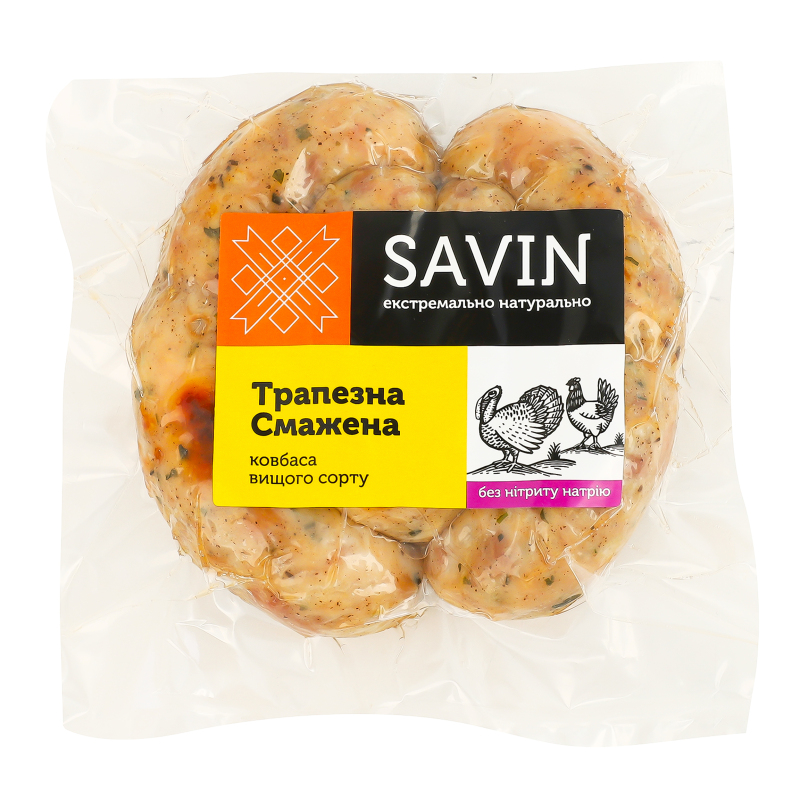 Ковбаса з м'яса птиці смажена Трапезна Savin Product в/с кг