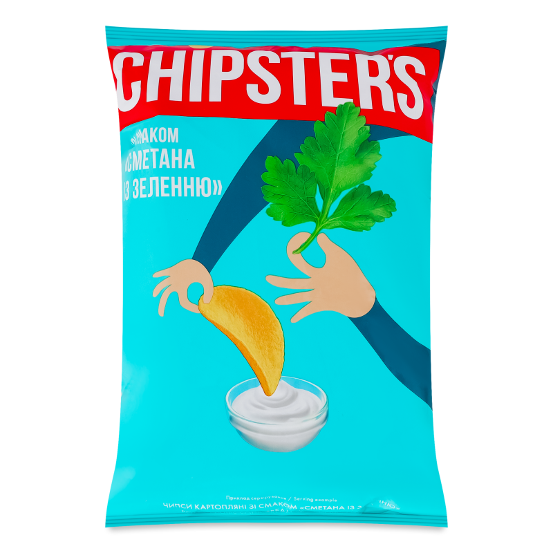 Чипси з смаком Сметана та зелень 100г м/у Chipster’s