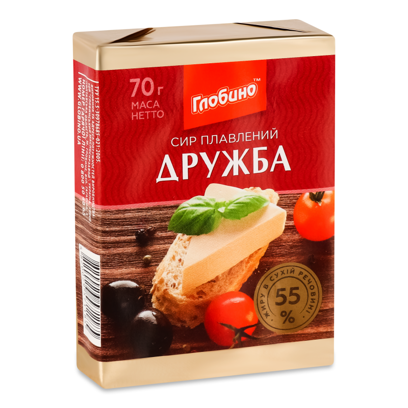 Сир плавлений Дружба скибковий 55% 70г Глобино