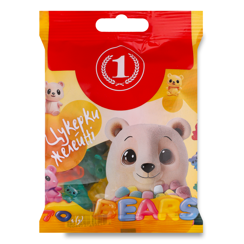 Цукерки желейні Bears 70г ТМ “1”