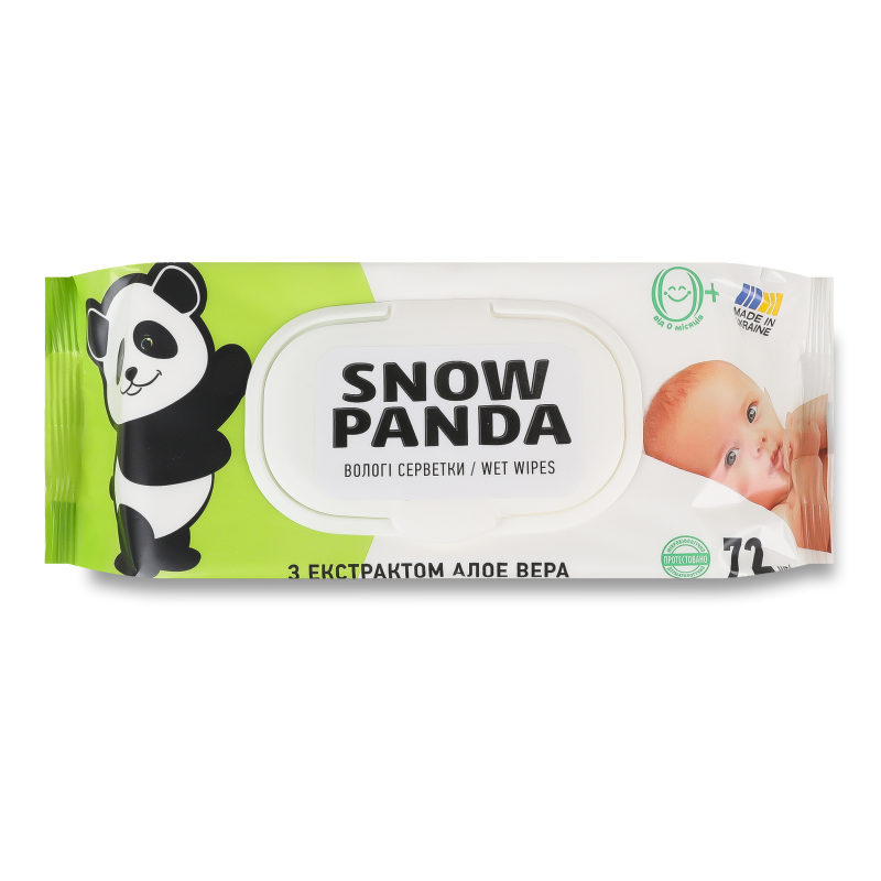 Серветки вологі д/немовлят з екстрактом алое вера 72шт з клапаном Snow Panda