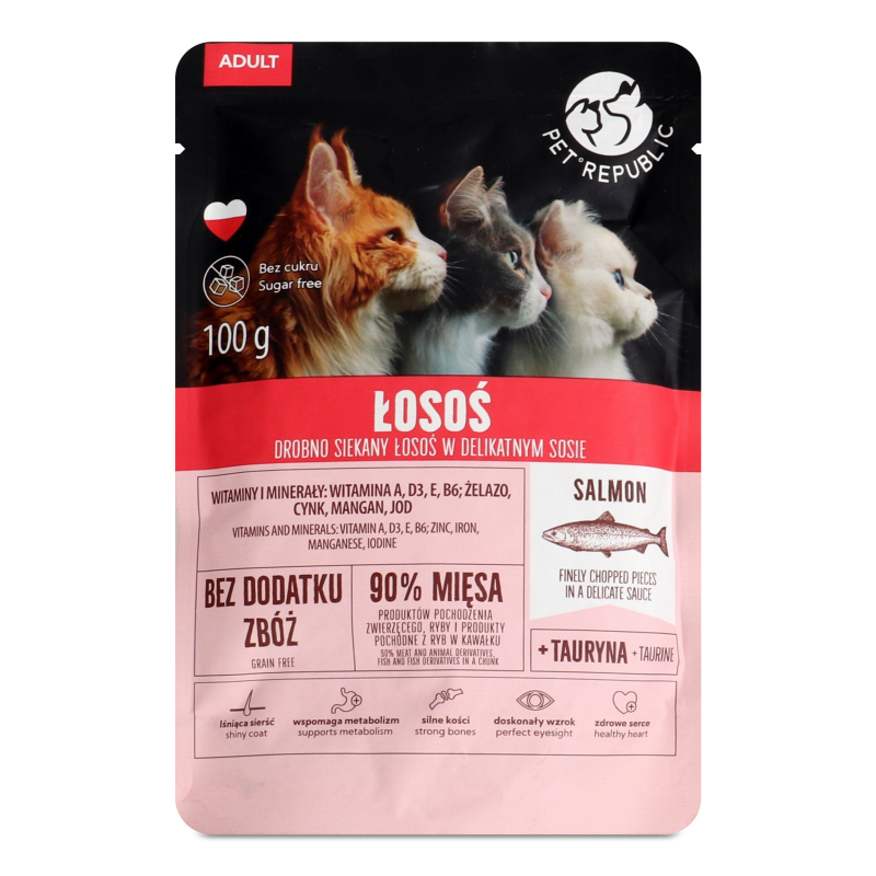 Корм д/котів Шматочки лосося в соусі 100г пауч Pet Republic