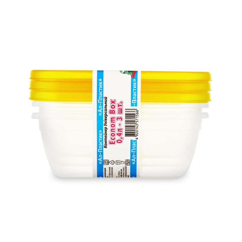 Контейнер д/харчових продуктів Економ 0,6л прямокутний Ал-Пластик