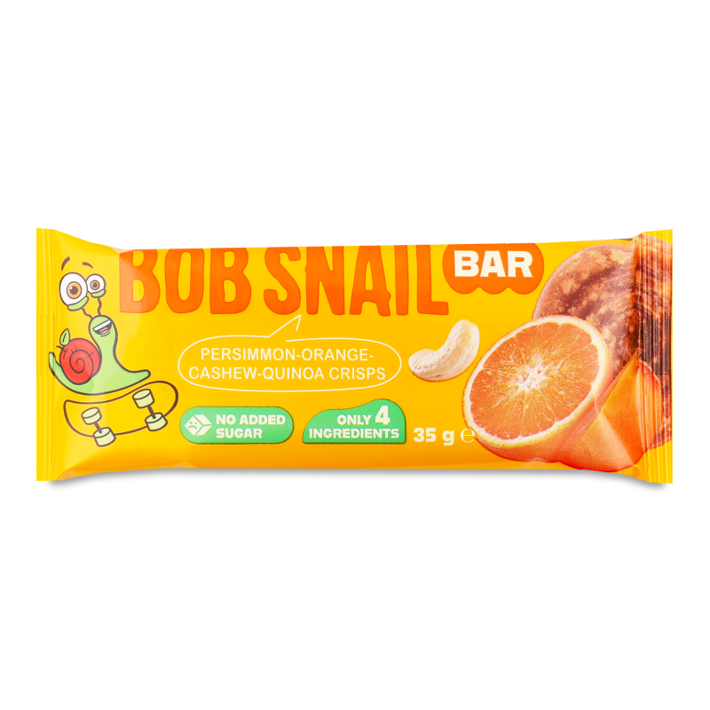 Батончик фруктово-горіховий Хурма-апельсин-кеш’ю-кріспи кіноа 35г Bob Snail