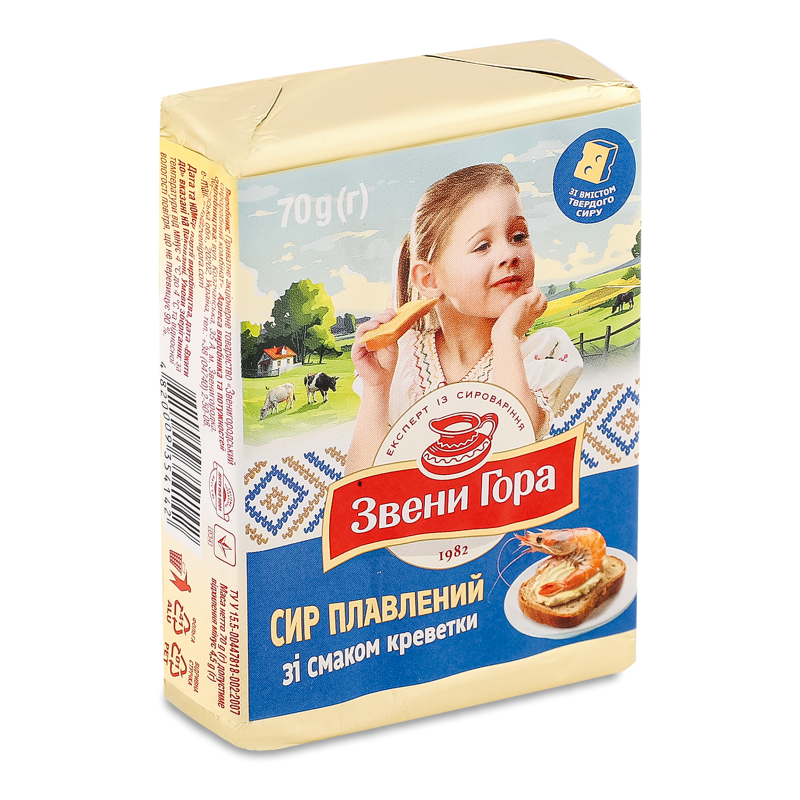 Cир плавлений з смаком креветки 36% 70г Звени Гора