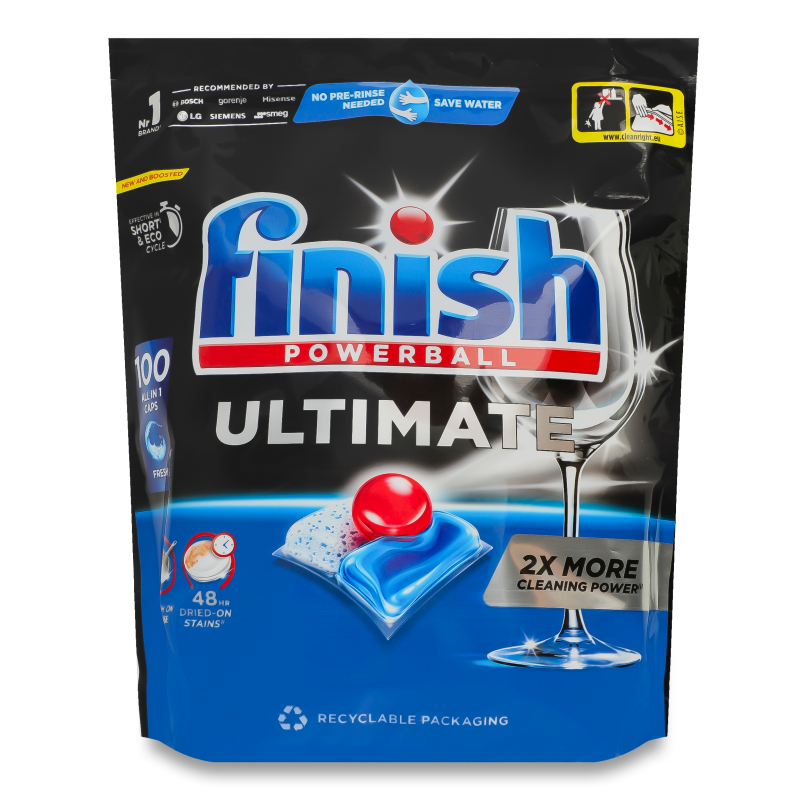 Капсули д/миття посуду в посудомийних машинах Ultimate All in 1 100шт зіп/пакет Finish