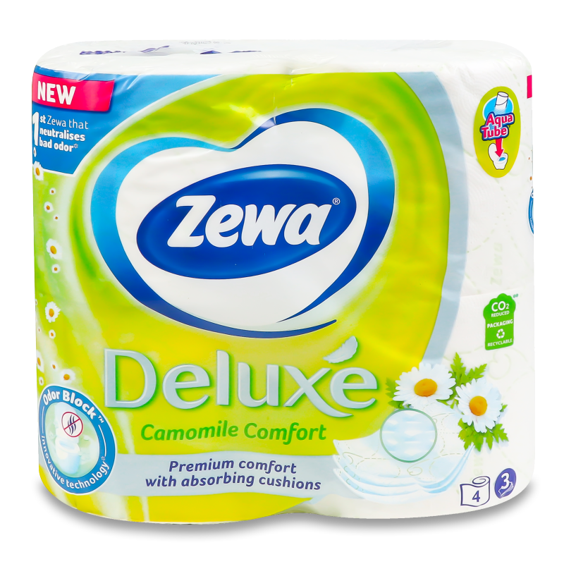 Папір туалетний Делюкс камомайл 3шари 4шт Зева