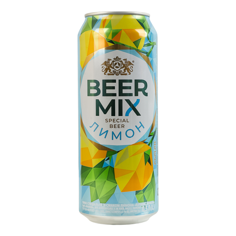 Пиво спеціальне 0.5л 2.5% пастеризоване Лимон BeerMix з/б BeerMix