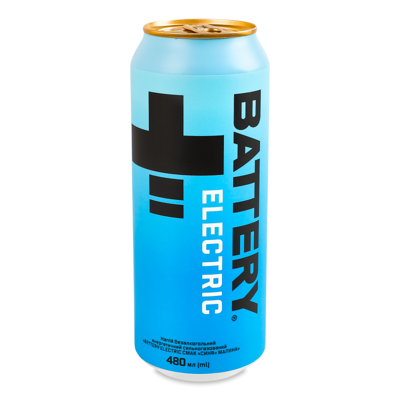 Напій енергетичний безалкогольний Electric смак Синя малина сильногазований 0,48л ж/б Battery