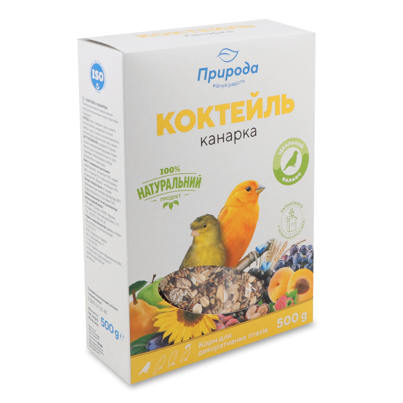 Корм д/декоративних птахів Коктейль Канарка 500г Природа