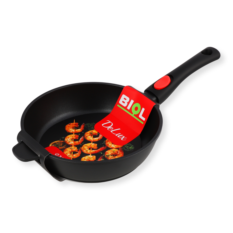 Сковорода ДеЛюкс антипригарне покриття індукційне дно з”ємна ручка 24см2417P Біол