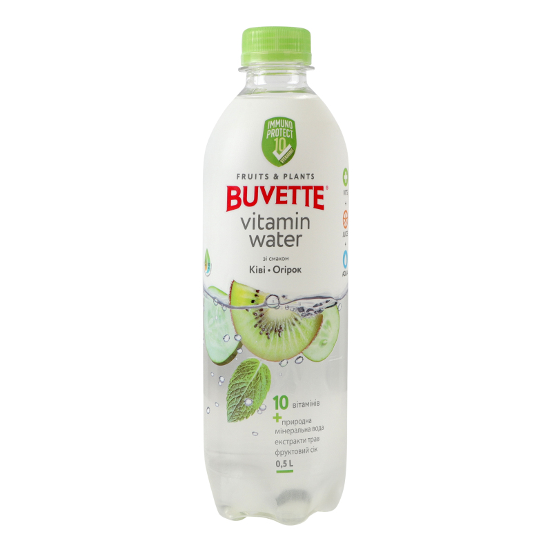 Напій безалкогольний негазований соковмісний Огірок-ківі Vitamin water Buvette п/пл