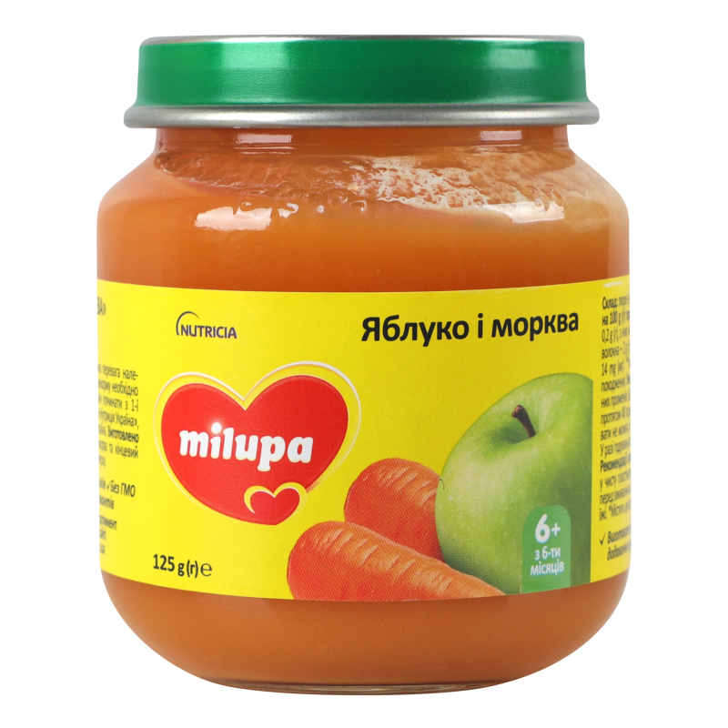Пюре для дітей від 6міс фруктове Яблуко-морква Milupa с/б